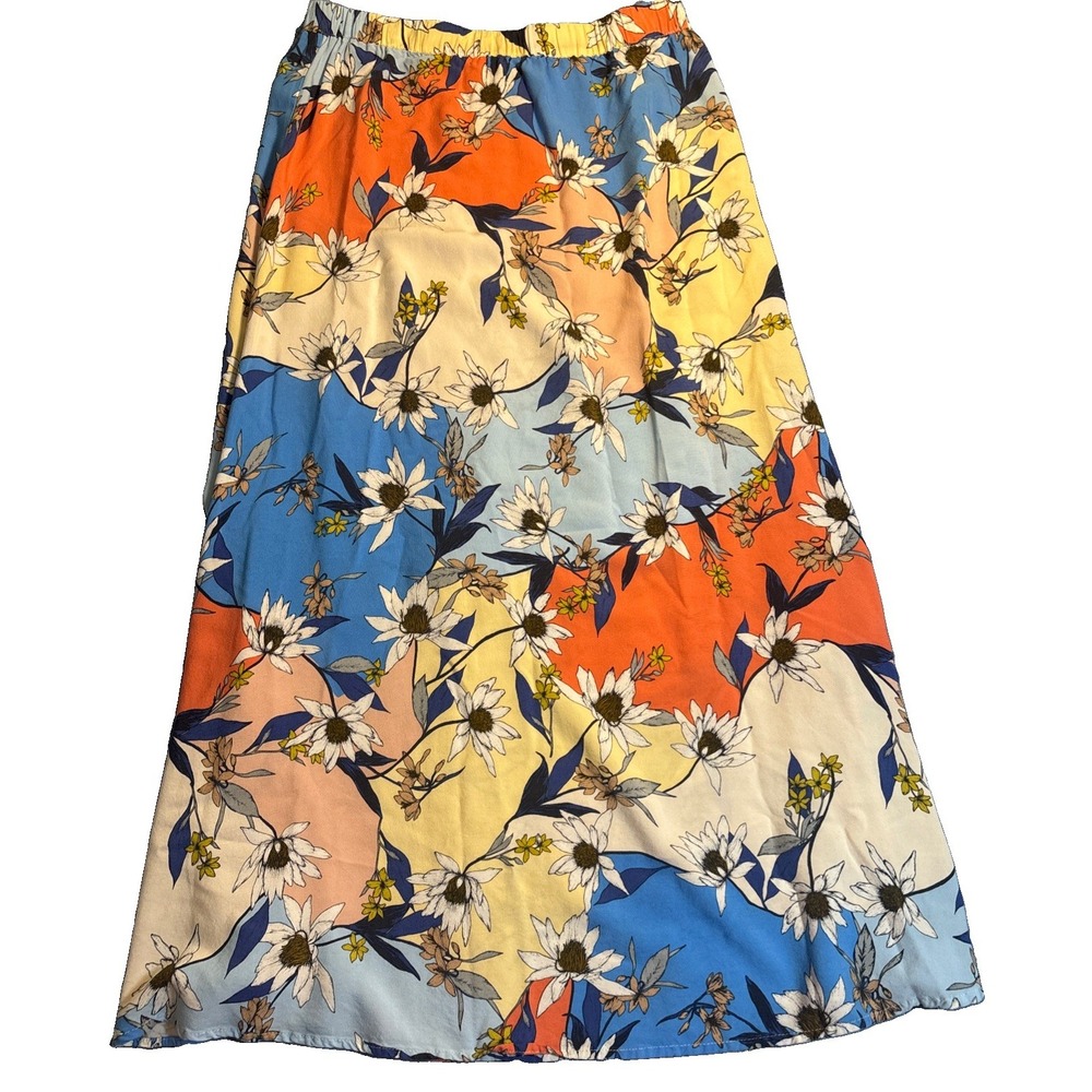 Philosophy Maxi Skirt Women Multicolor Good Floral Elastic Waist Boho Sz Med